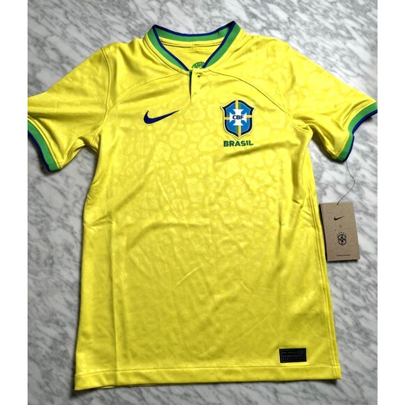 Nike Brazil 2022-2023 Home Soccer Jersey Youth Kids Large Yellow DN0824-742 - Picture 1 of 5